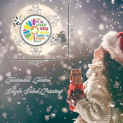Miniatura 2 de Adorno para árbol de Navidad, regalo para niños autistas, adornos de Navidad para concientización sobre el autismo, adorno de copo de nieve de metal