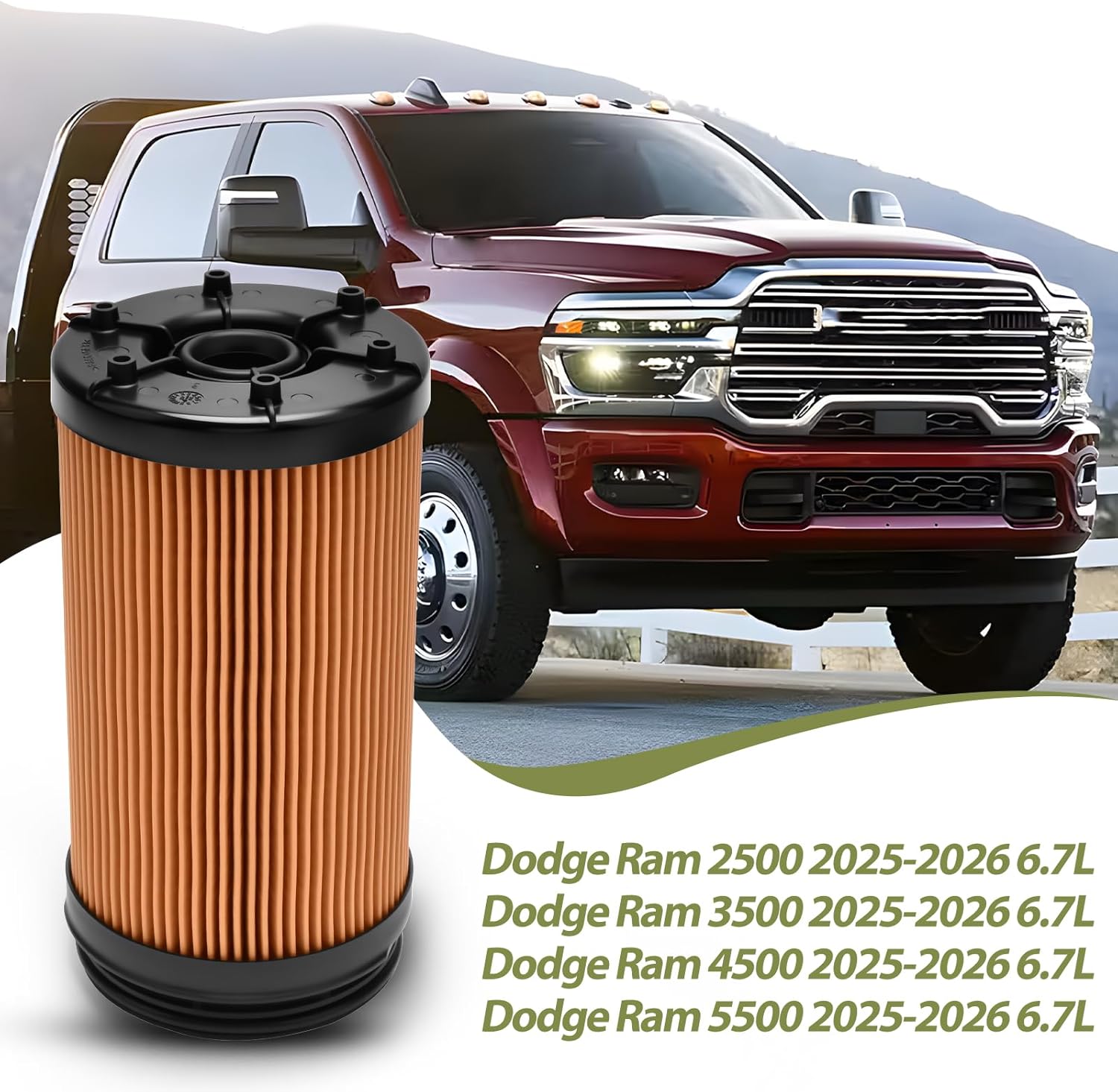68677810AA Replacement Oil Filter Compatible with 2025-2026 Ram 2500 3500 4500 5500 6.7L Cummins Turbo Diesel Engines