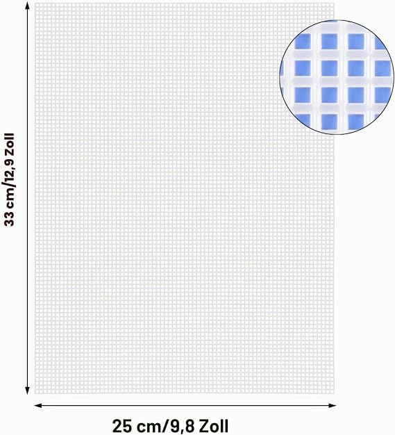Pack of 7 Mesh Canvas Sheets Soft Durable Plastic 6 Count Transparent for Embroidery Knitting and Crochet Projects 25 x 33 cm