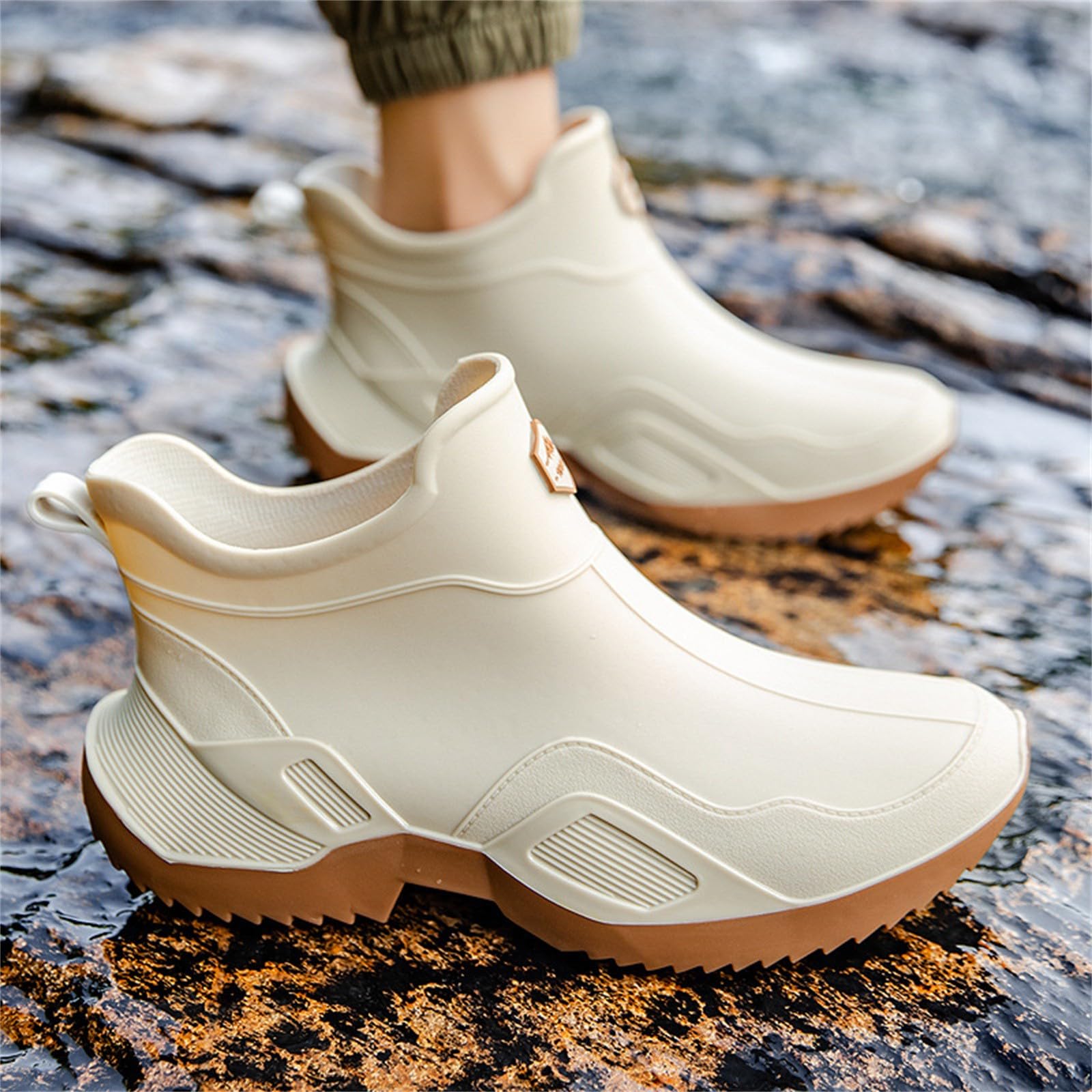 Botas de goma para hombre, botines de lluvia, antideslizantes, botas de lluvia cortas, botas de goma, impermeables, botines de tobillo, botas de jardín, botas de exterior