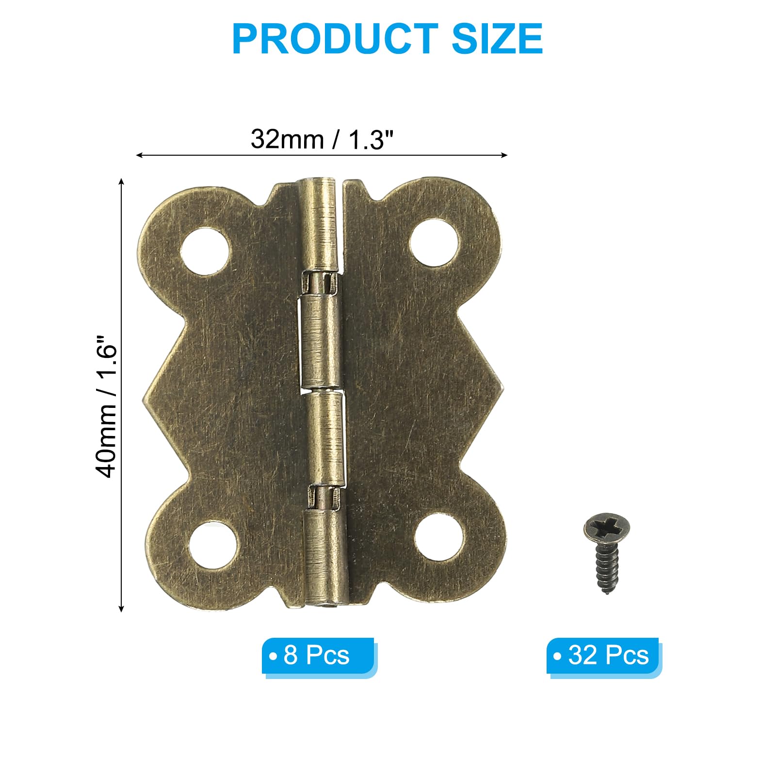 PATIKIL Small Jewelry Box Hinges 1-5/8 Inch - Image 2