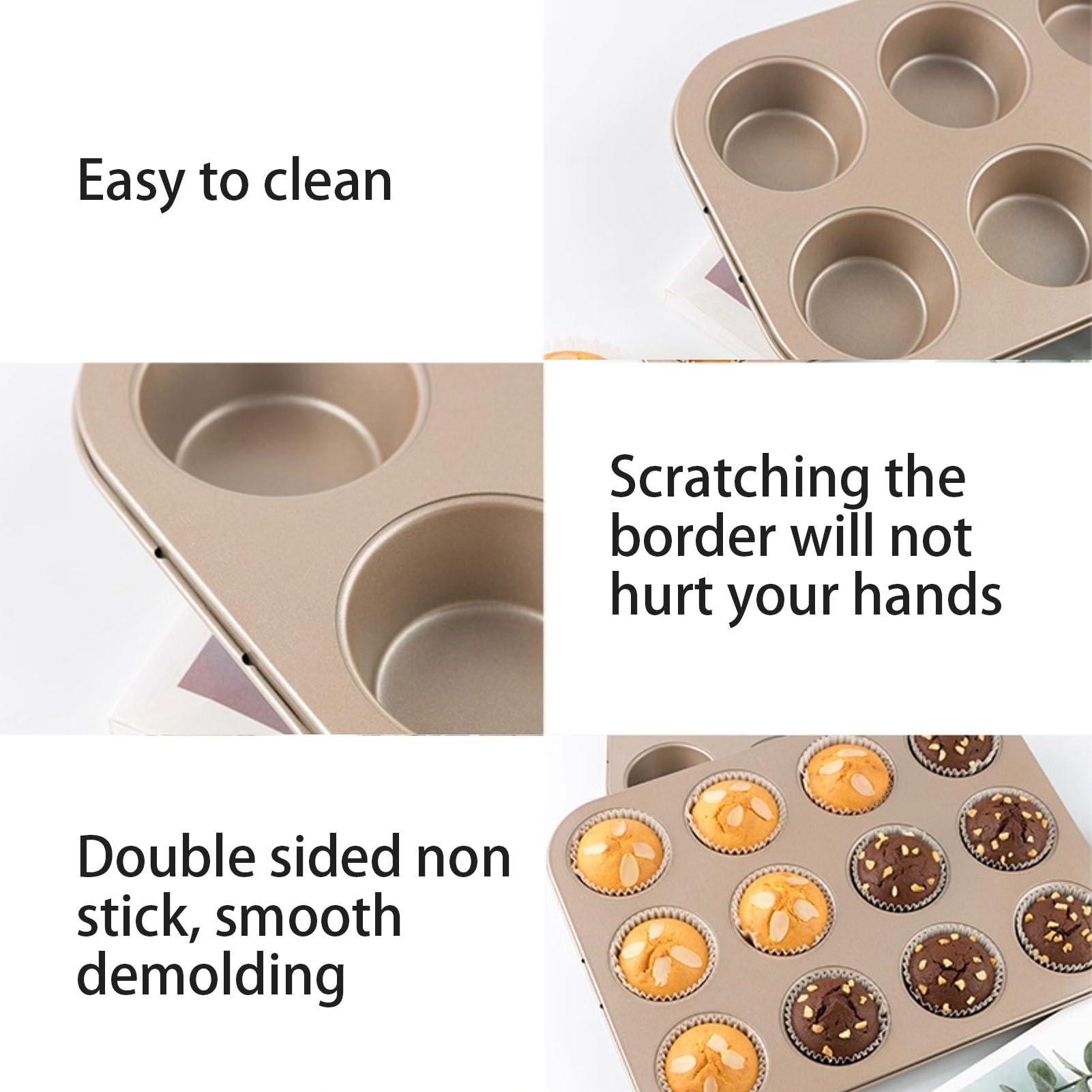 Molde Magdalenas Horno De Cocina Creativos Bandeja Para Hornear Brownie De Acero Al Carbono Resistentes Bandeja Para Hornear Brownie(White paper cups*100,9 grids)