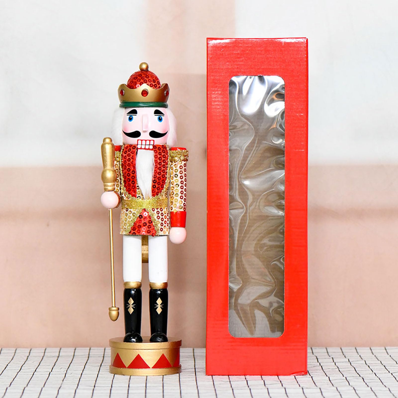 Adorno de cascanueces de Navidad, decoración de soldado de madera pequeña, adornos para estatuillas de mesa