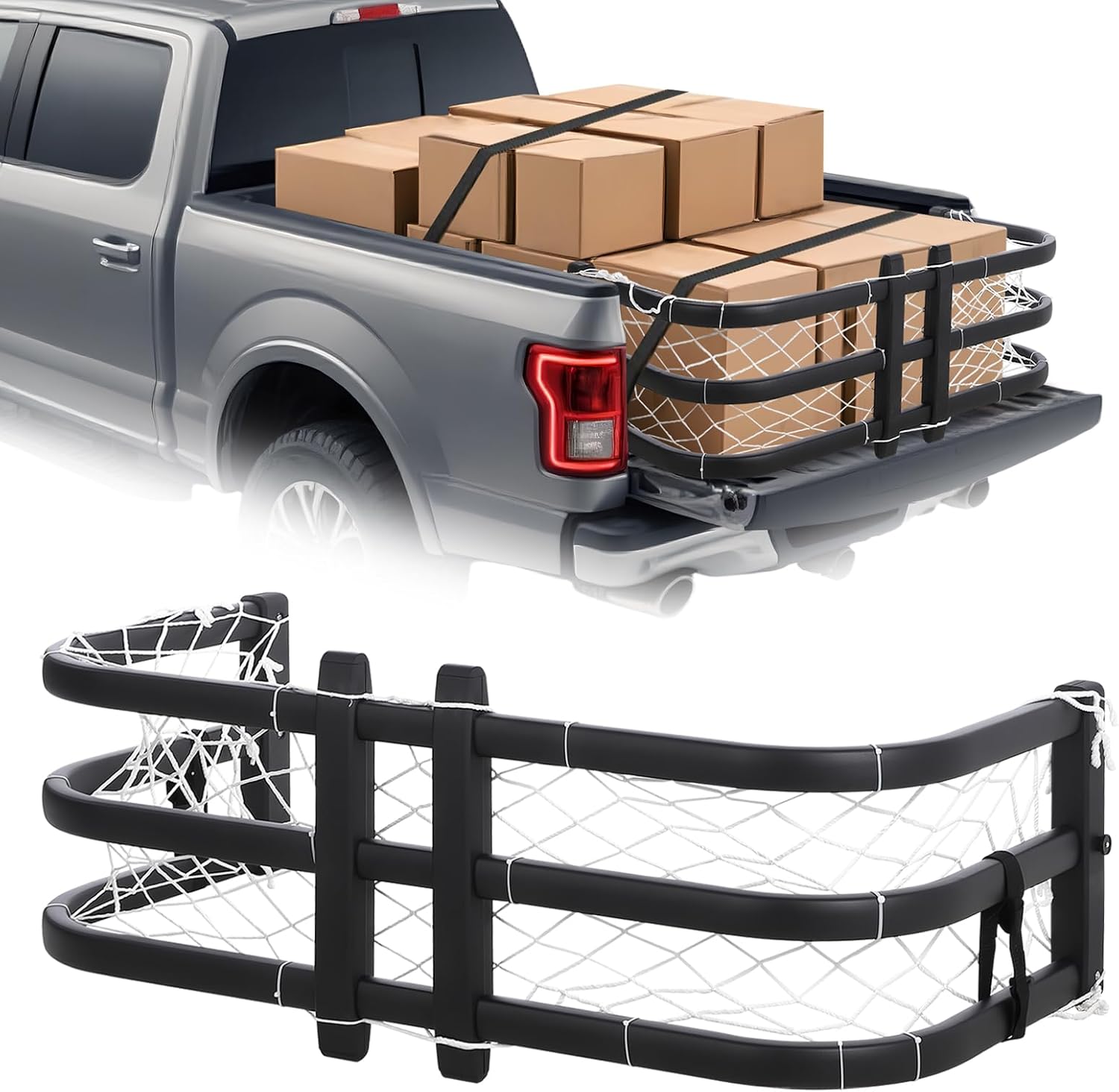 Truck Bed Extender 59-72 Inch Adjustable Aluminum Retractable Tailgate Extension for Ford F-150/Ram 1500/2500/3500/Silverado/Sierra/Nissan Frontier (Drill Required for Installation)