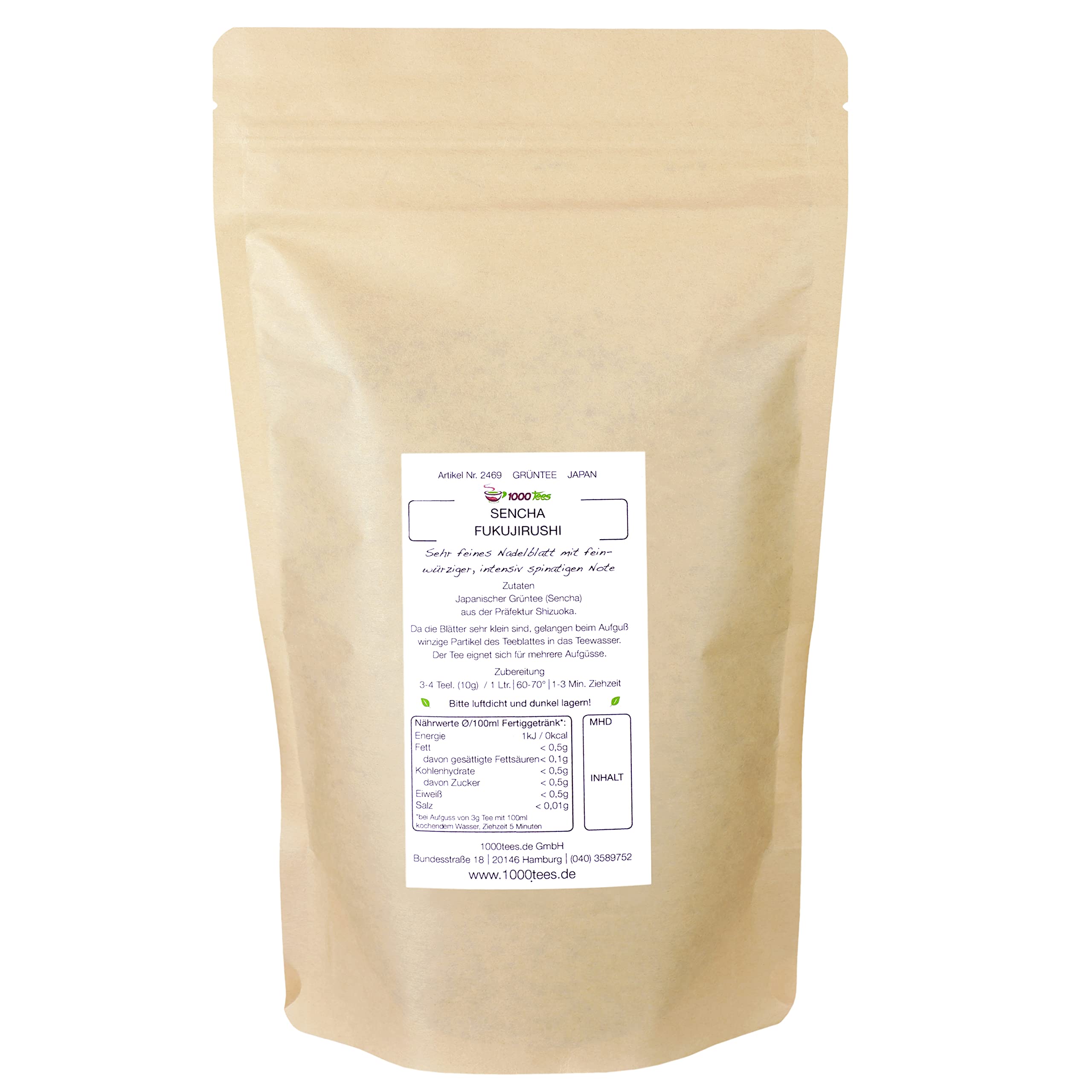 Grüntee Sencha Fukujirushi aus Japan, würzig, mild, grasig/nori, frisch abgefüllt