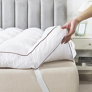 3 Inch Memory Foam Mattress Topper Queen Size Plus Thicked Down Alternative-Lined, 1700GSM Fluffy Shredded Memory Foam Filled Pillow Top, 4 Anchor Elastic Bands, Anti-Slip Bottom, 60x80in