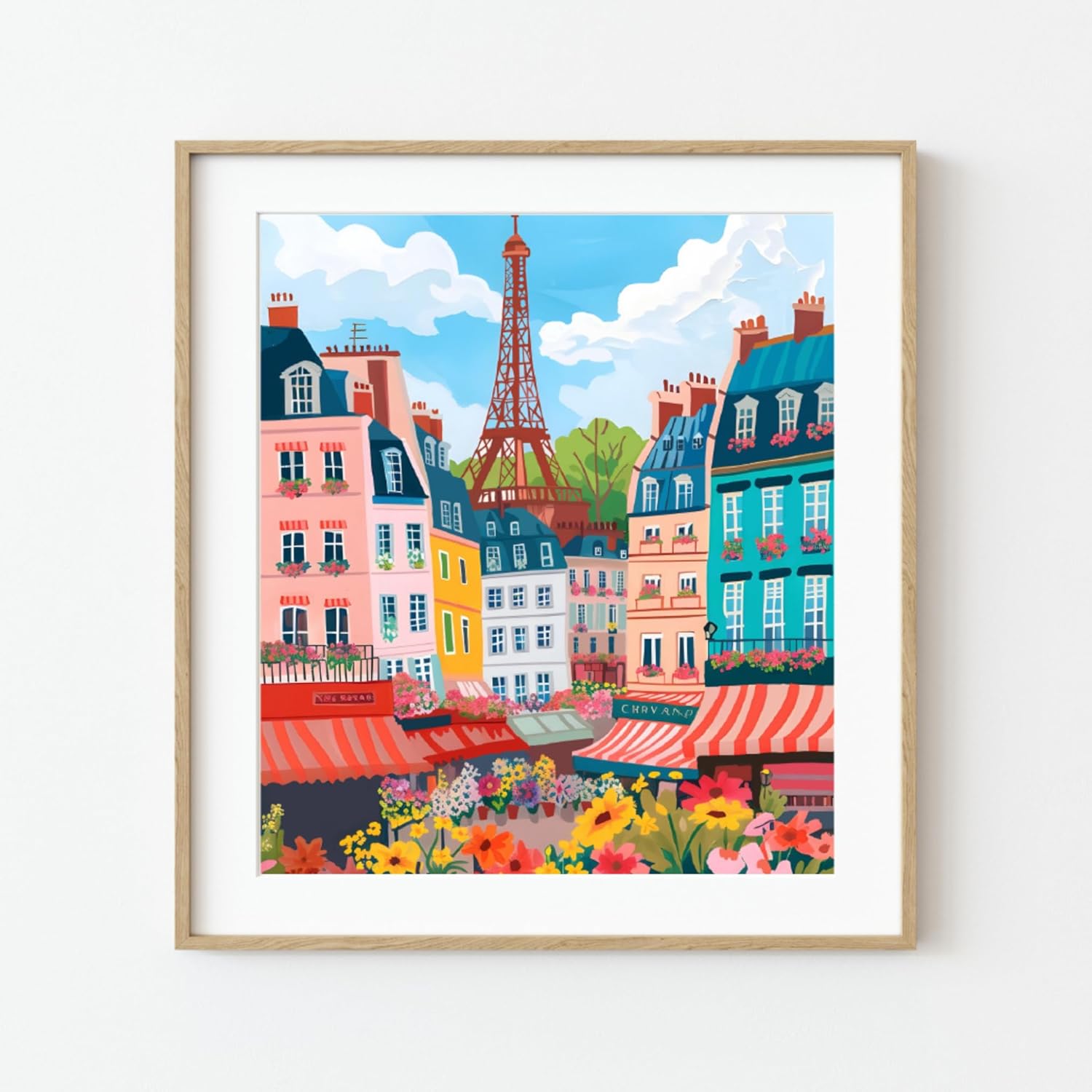 Pink Picasso Flower Market Paint by Number Kit for Adults, 16x20 Canvas DIY Painting Set, Floral Wall Art Craft, Relaxing Hobby Gift, As Seen on Shark Tank, Paris