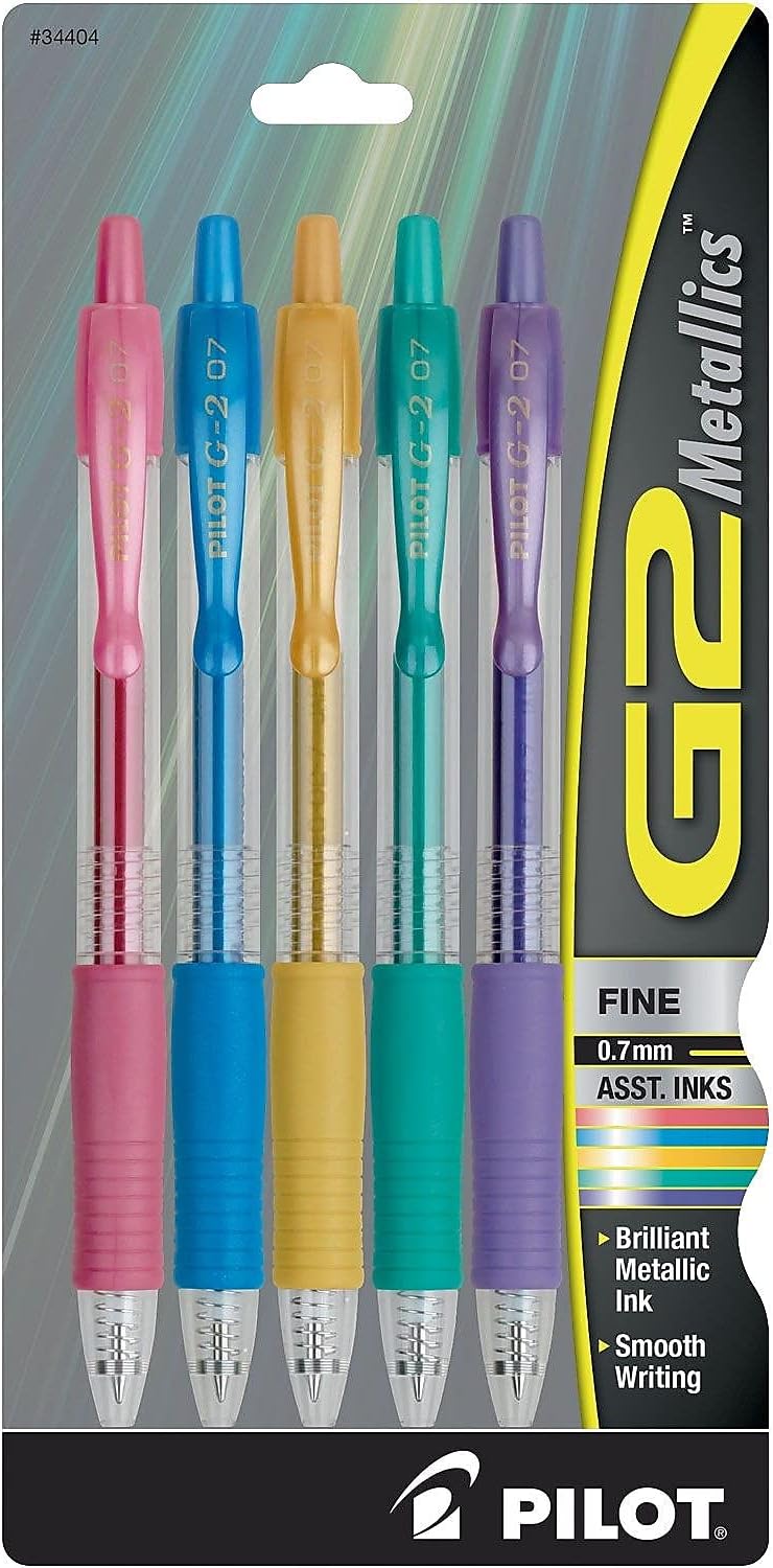 PILOT G2 Refillable and Retractable Gel Pens, 0.7mm, Assorted Inks, 5-Pack