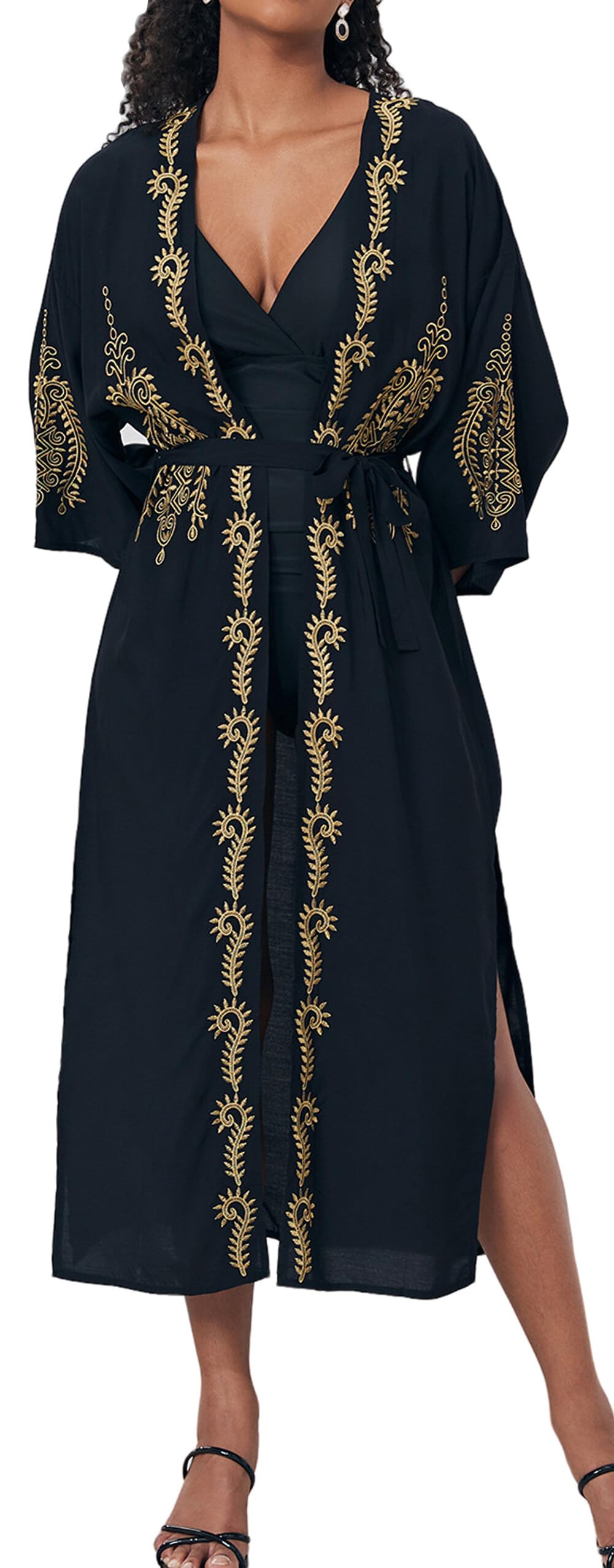 Maeau Vestido Largo Playa Mujer Bata Larga Bikini Cover Ups Kaftan Tallas Grandes Suelto Falda Larga Bohemio Talla Única