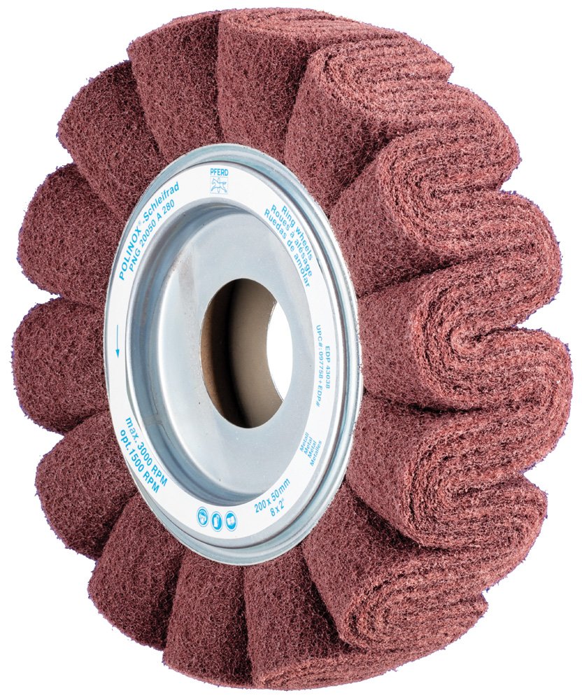 PFERD 43038 POLINOX Non-Woven Abrasive Flap Wheel, Aluminum Oxide A, 8