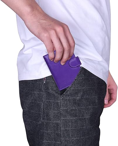 Miniatura 9 de Wisdompro Soporte para tarjetas de crédito, cuero sintético de alta calidad, delgado, protector de tarjetas de débito, funda organizadora con cierre