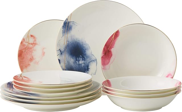 Amazon Brand - Umi Dinner Set (Gold Rim Set 4)