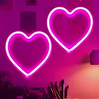 Vista 10 de Paquete de 1 letrero de neón de corazón, luces de corazón de neón, funciona con pilas o USB, luz LED de decoración de San Valentín para el día