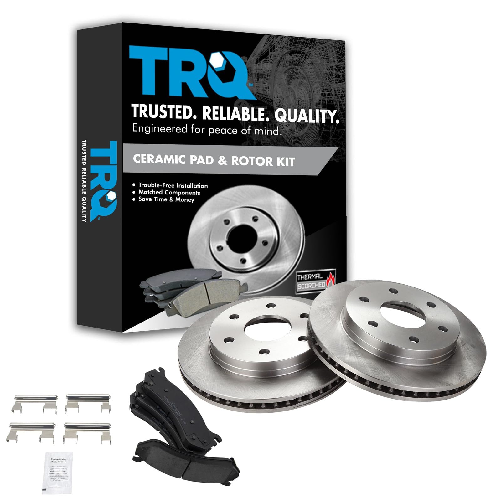 TRQ Front Ceramic Brake Pad and Rotor Kit