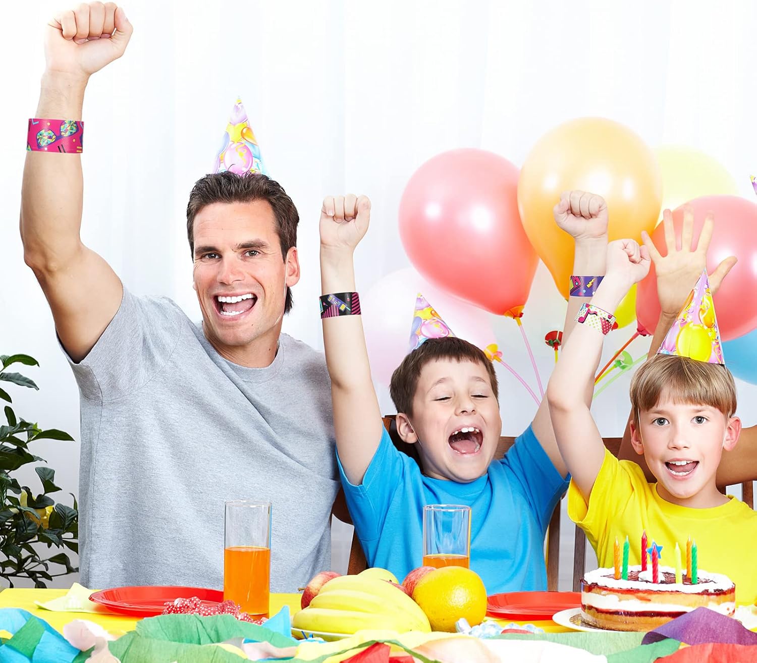 Sosation 60 Pcs 80s 90s Party Slap Bracelets Favors Decorations Slap Wristbands Retro Theme Bracelet Snap Bands Snap Wristband for Adults Throwback Party(Retro Style) - Image 4