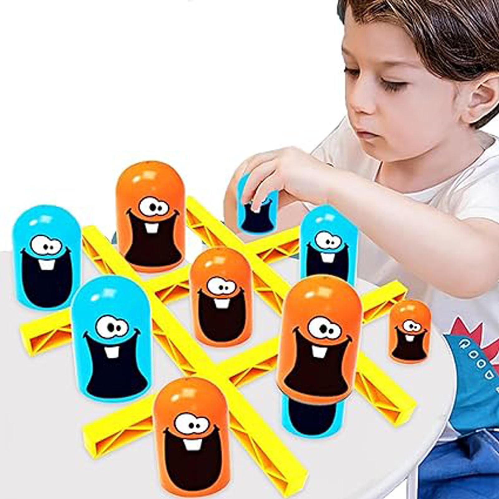 ALMEKAQUZ Gobble Board Game, Tic Tac Toe Games, Parent-Child Early Education Family Interactive Board Game, Educational Puzzle Game Toy Toys,Portable Casual Tabletop Puzzle Game For Adults And Kids