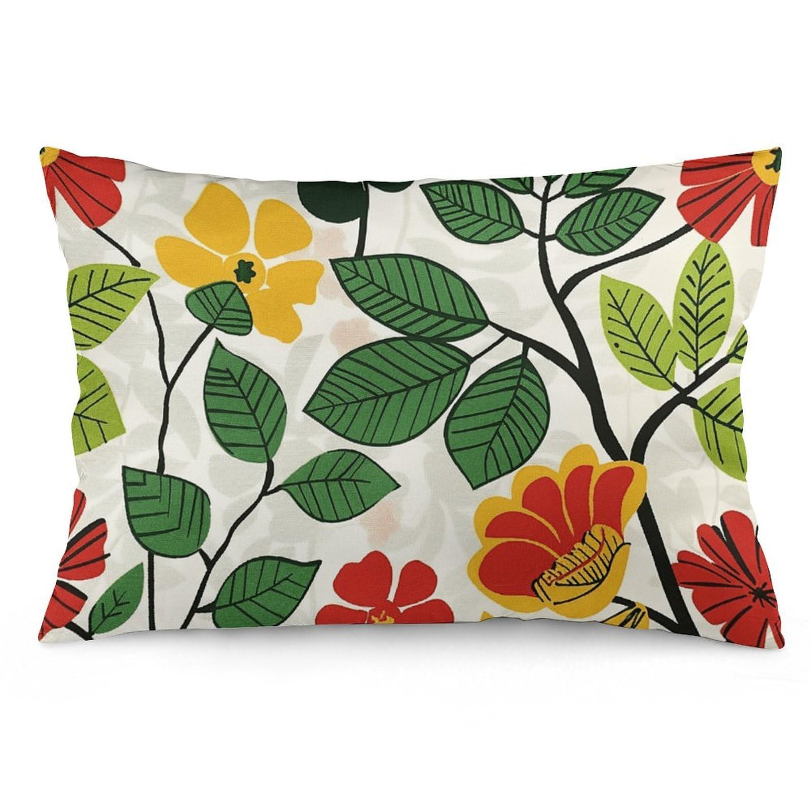 2 Pack Pillow Cases for Hair and Skin, Soft Breathable Pillow Case Covers with Hidden Zipper, Red and Yellow Leaves Pillowcase 20"x30" Pillow Covers for Sleeping Gift
