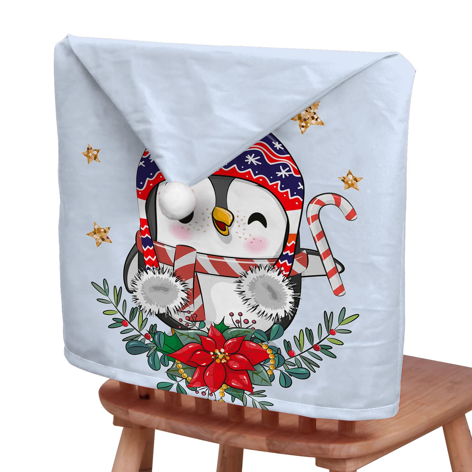 Hiseng Coprisedia Natalizi, Copertura della Sedia di Natale, Cappello di Babbo Natale Copri Sedia, Cover Decorazione Natalizia Festa Babbo Natale e Pupazzo di Neve (10 Pezzi,Buon Xmas8)