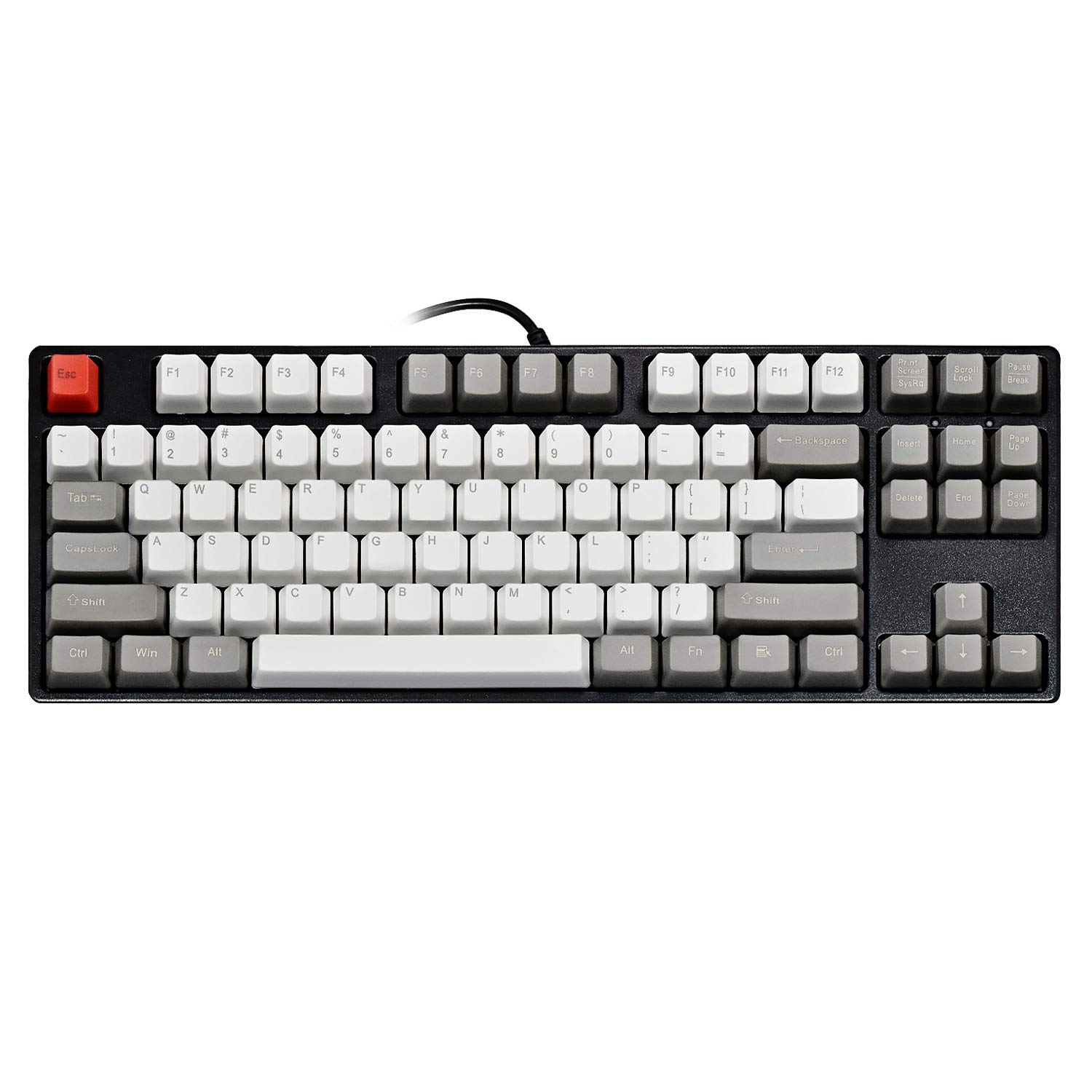 GANSS Tenkyless Mechanical Gaming Keyboard - Color Mixing Double Shot PBT Keycaps - Cherry Mx Red - Programmable - 87 Keys - Linear & Quiet (Black Case)