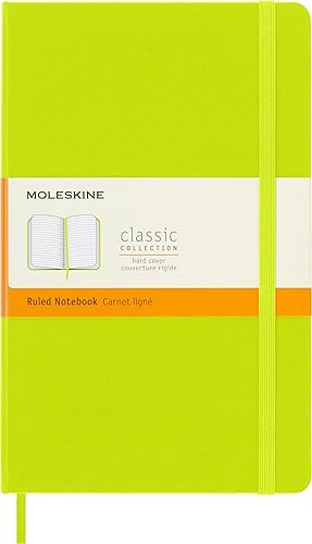 Moleskine - Cuaderno clásico con tapa dura, grande (5 x 8.25 pulgadas), a rayas, color verde limón, 240 páginas
