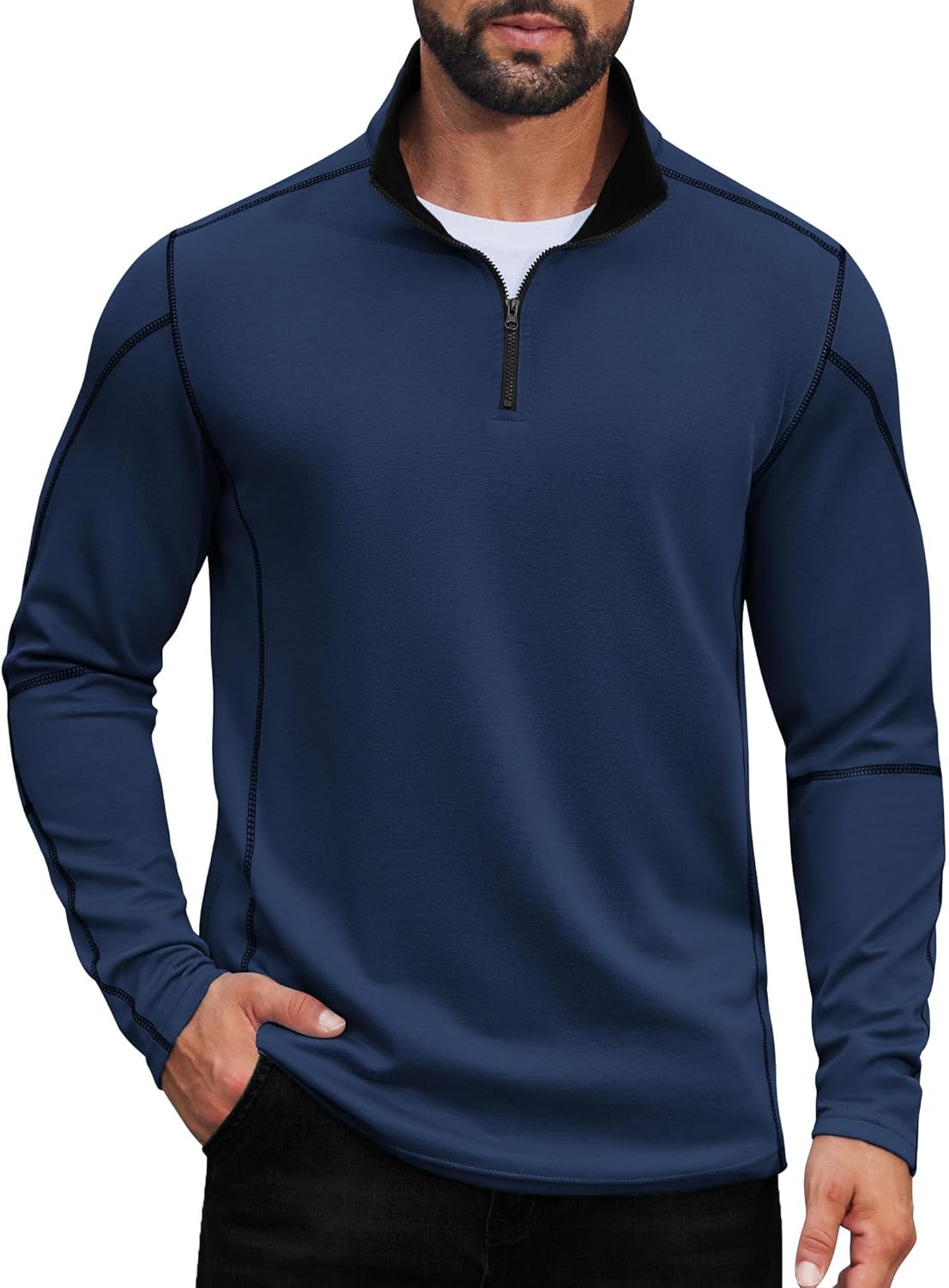 COOFANDY Men's Athletic Quarter Zip Up Pullover Long Sleeve Running Shirt 1/4 Zip Fall Active Sport Workout Golf Sweatshirt