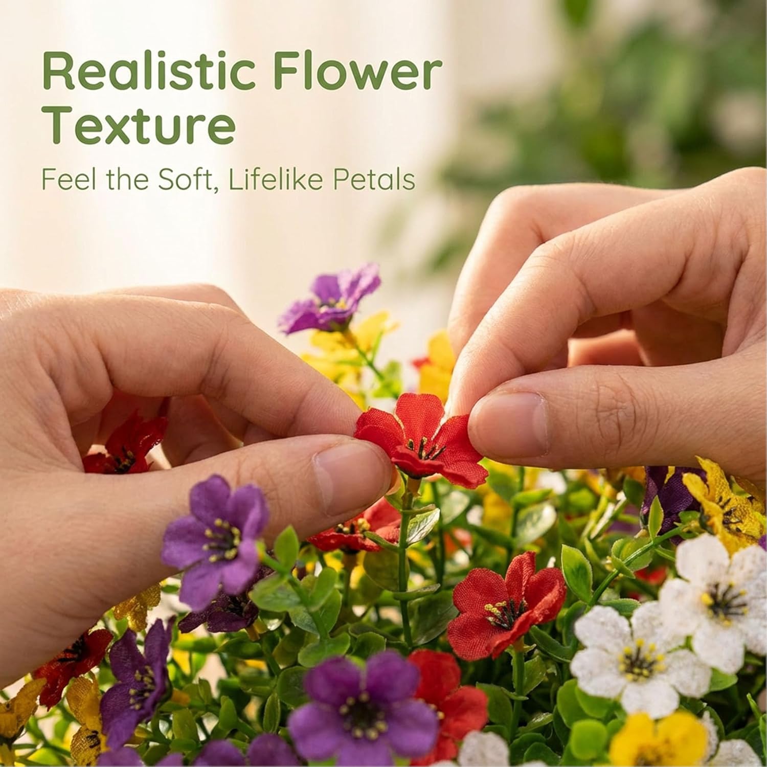 Garden Artificial Flowers, Realistic UV Resistant & Waterproof Fade Artificial Flowers-Zero Maintenance for Outdoor Indoor