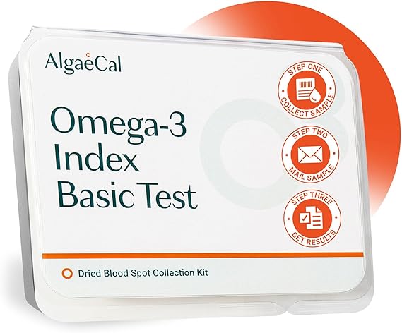 ALGAECAL Omega 3 Finger Test Kit Easy Home Test Kit with Pre-Paid Return Envelope, Quick & Hassle-Free Certified Lab-Verified Results for Accurate Omega-3 Levels, Made in USA