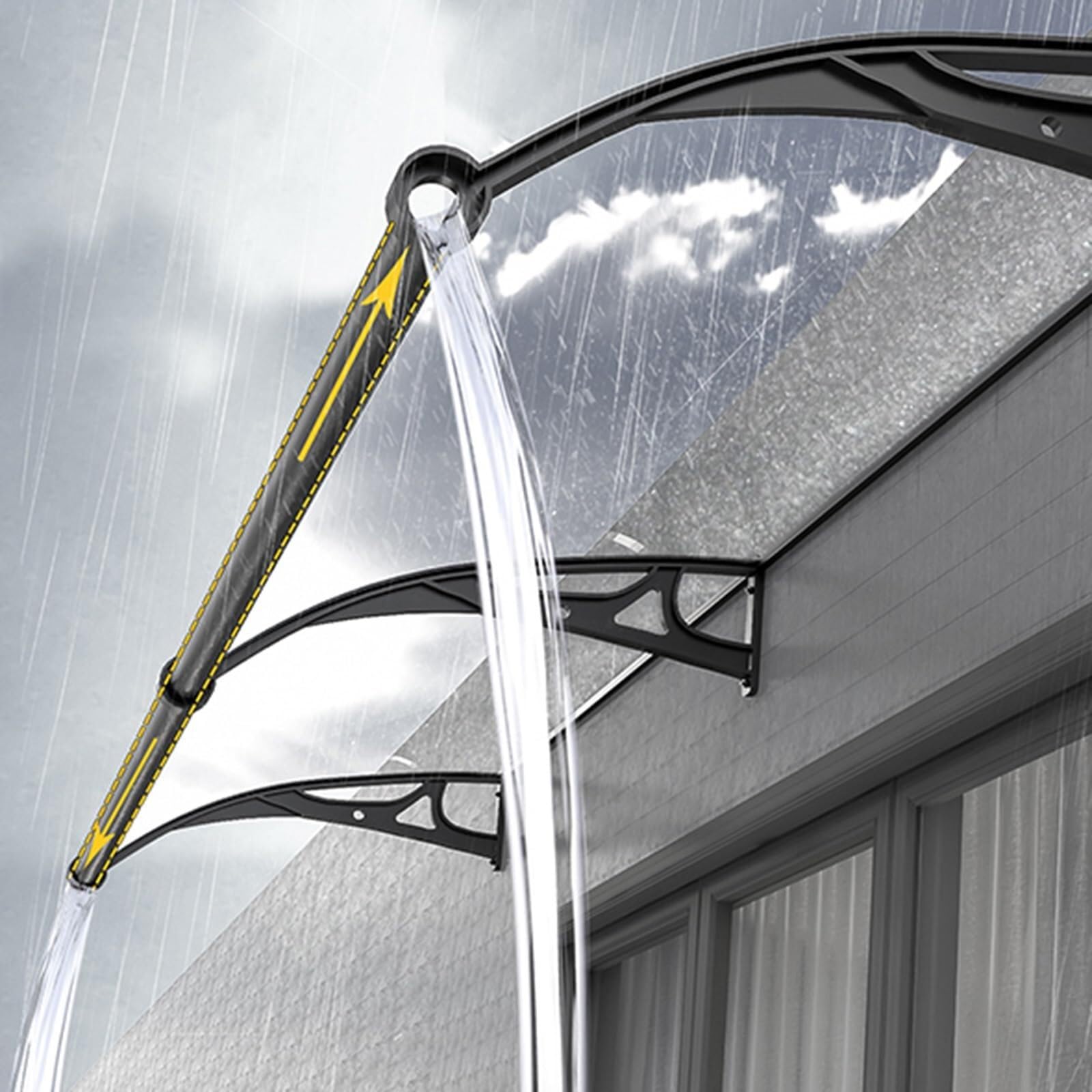 GJMSSMY Waterproof Entrance Door Canopy Polycarbonate Roof Panel with Aluminum Support ShockResistant & NoiseReducing Awning (100x300cm) Durable Outdoor Shelter