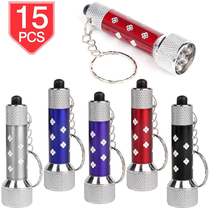 Buy PROLOSO Mini Flashlight Keychains LED Light Up Key Rings Bulk for Kids Party Favors 15 Pack