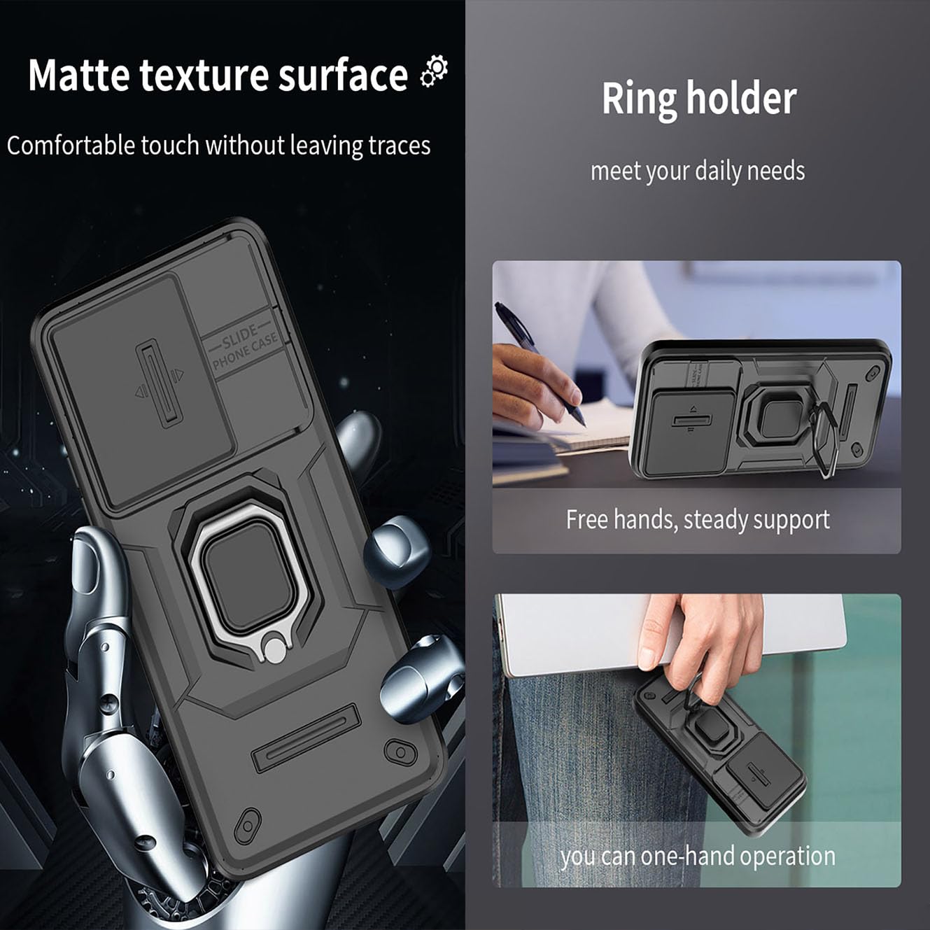 Protezione Telefono Custodia OnePlus Nord N30 Wanyuexes - Con Vetro Temperato E Cover Fotocamera Scorrevole Cover Anello Magnetico Scorrevole - Foto 7