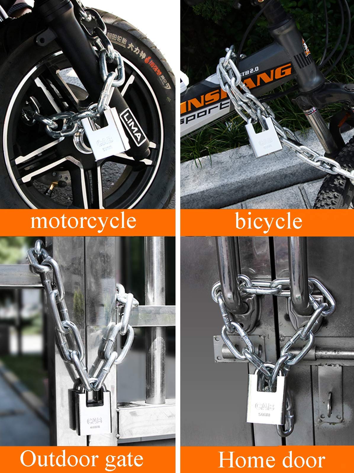 Lucchetto a chiave Lucchetto Chiave Con Catena, Larghezza Del Corpo Di Bloccaggio 30mm, Lunghezza Della Catena Da 6 Mm 0,5-5m, Utilizzato Per La Serratura Del Magazzino Della Bicicletta E Del Mot