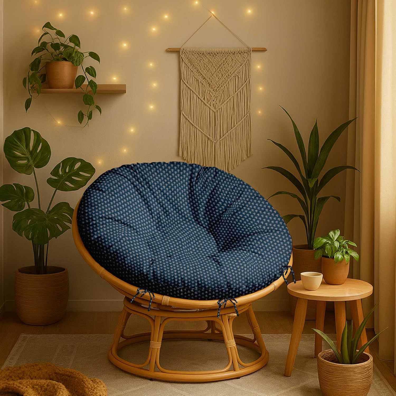 55 Inch Papasan Cushion Cover - Waterproof Outdoor Slipcover with 8 Ties & Side Zipper - Replacement Cover Only - Ditsy Theme
