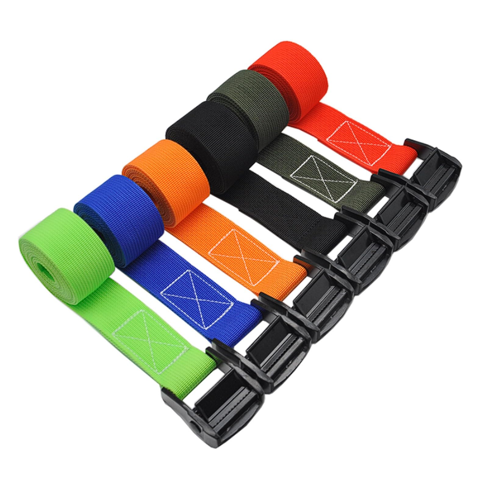 Paquete de 2 correas de amarre con hebilla a presión de 38 mm, capacidad de 300 kg para equipaje, carga, embalaje (verde militar, 9 m)
