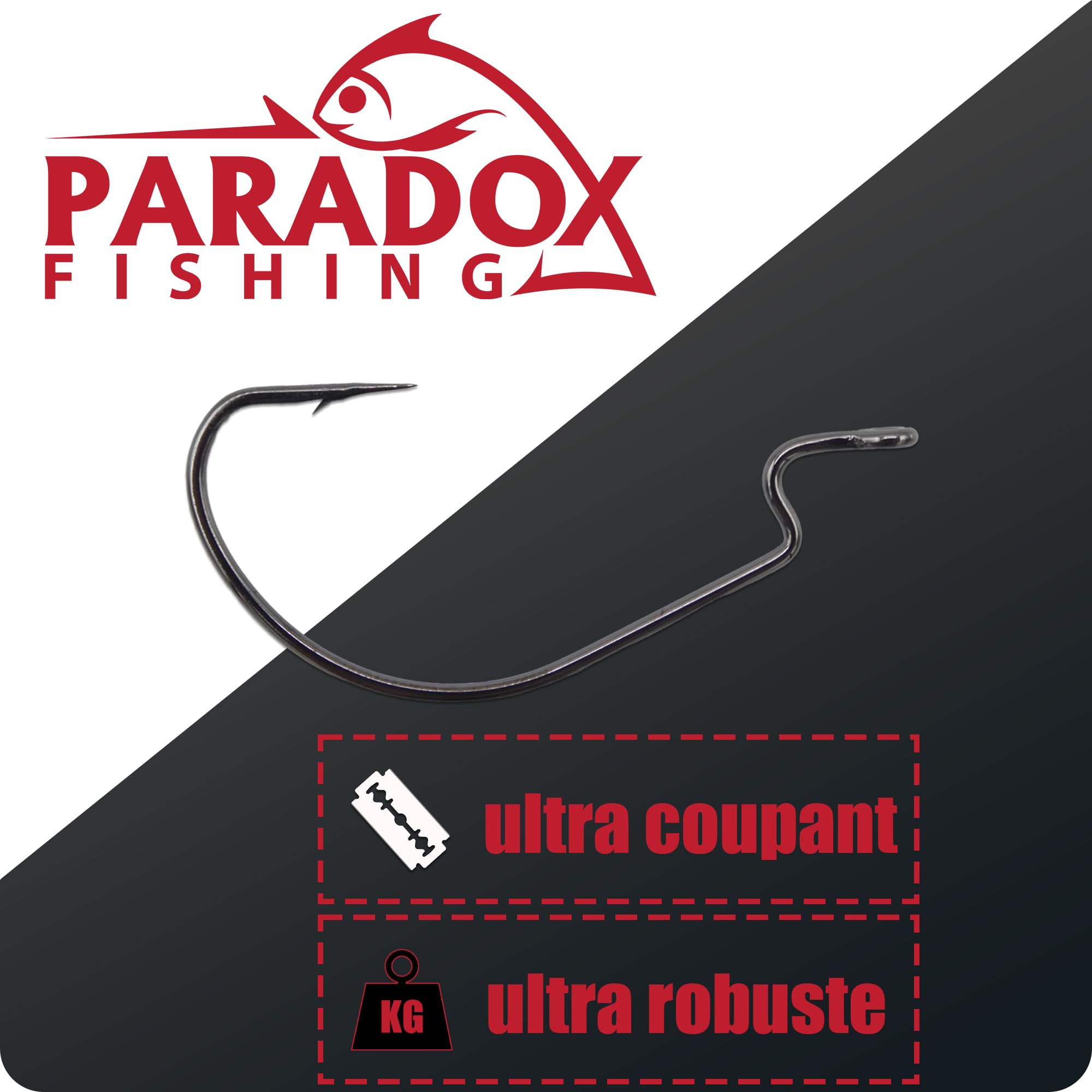 Paradox Fishing Lot De 45 Hameçons Texans Offset - Tailles #2 à 3/0 - Pour Dropshot Et Cheburashka