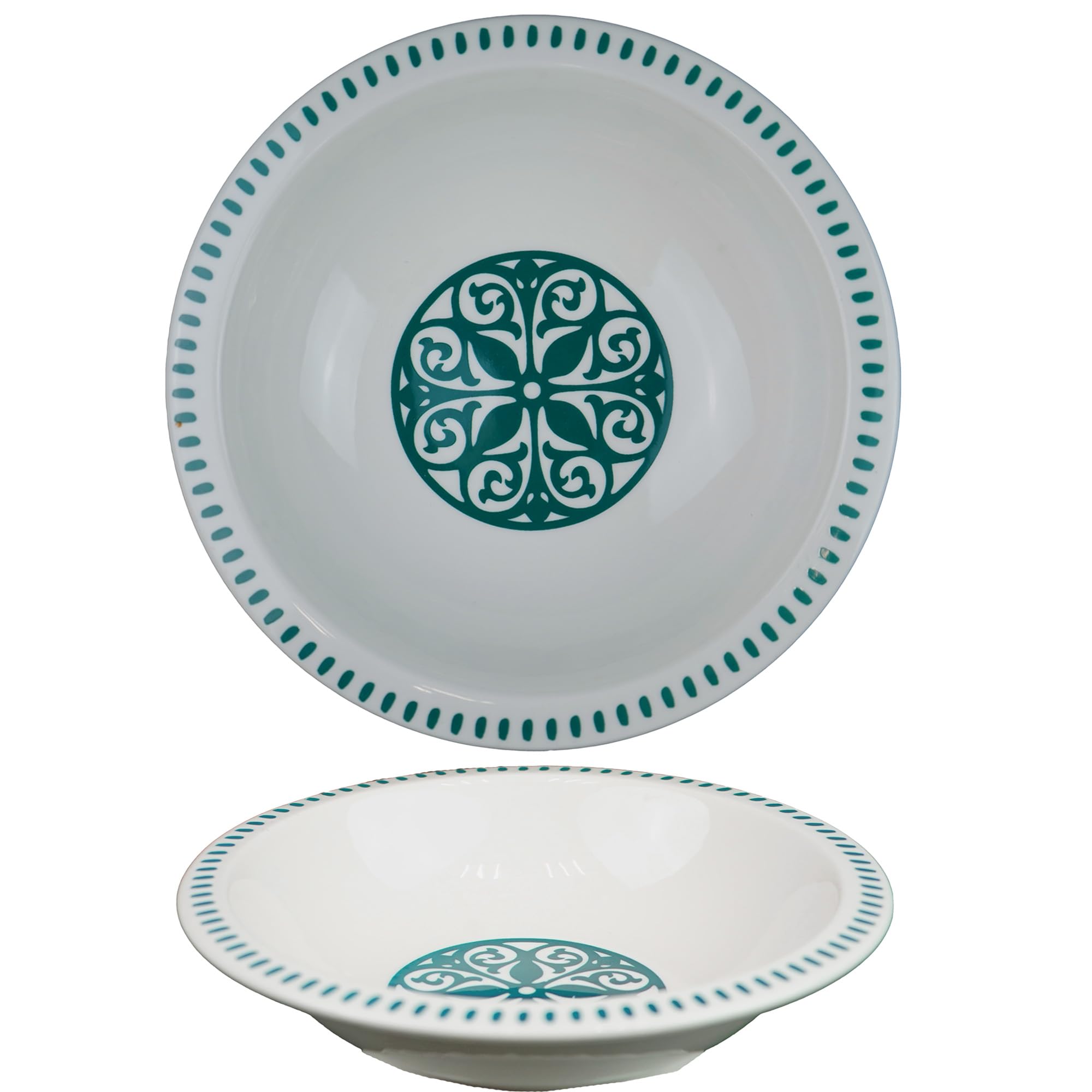 summa Pack de 6 platos hondos 20cm - Color verde - Colección Patios - Platos de Porcelana - Diseño inspirado en Andalucía - Diseño elegante - Uso en casa y restaurantes