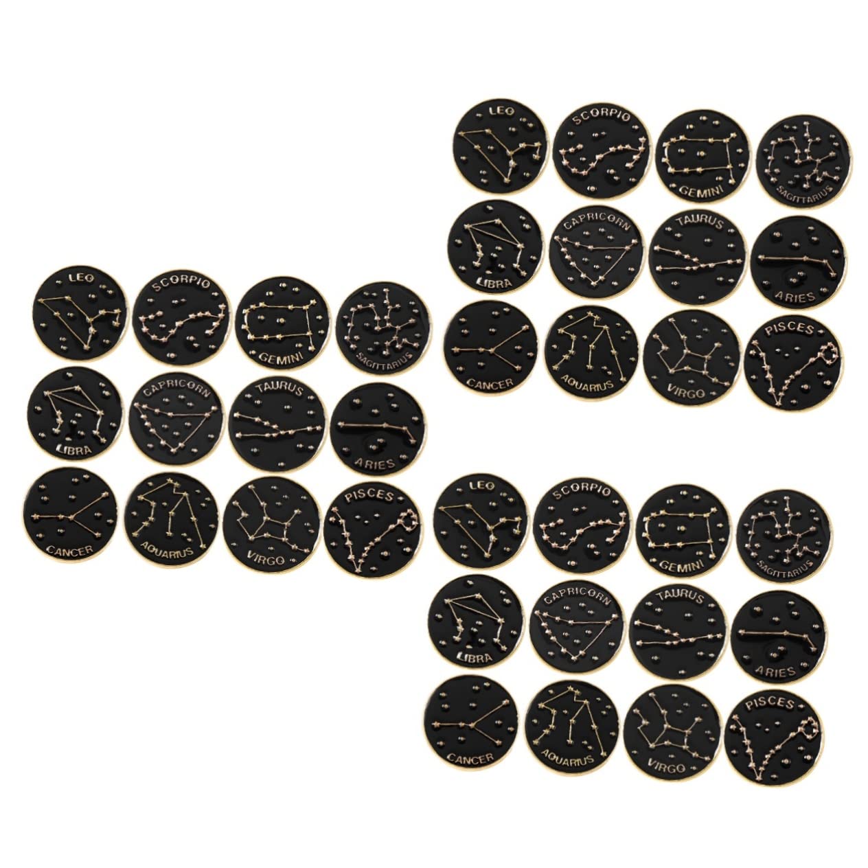 Brosche Kleidungs-Sternzeichen-Label-Pin dekorative Anstecknadel abstecknadeln chinese zodiac rücksake Emaille-Anstecknadel aus Metall 12 Konstellationsstift Legierung Black