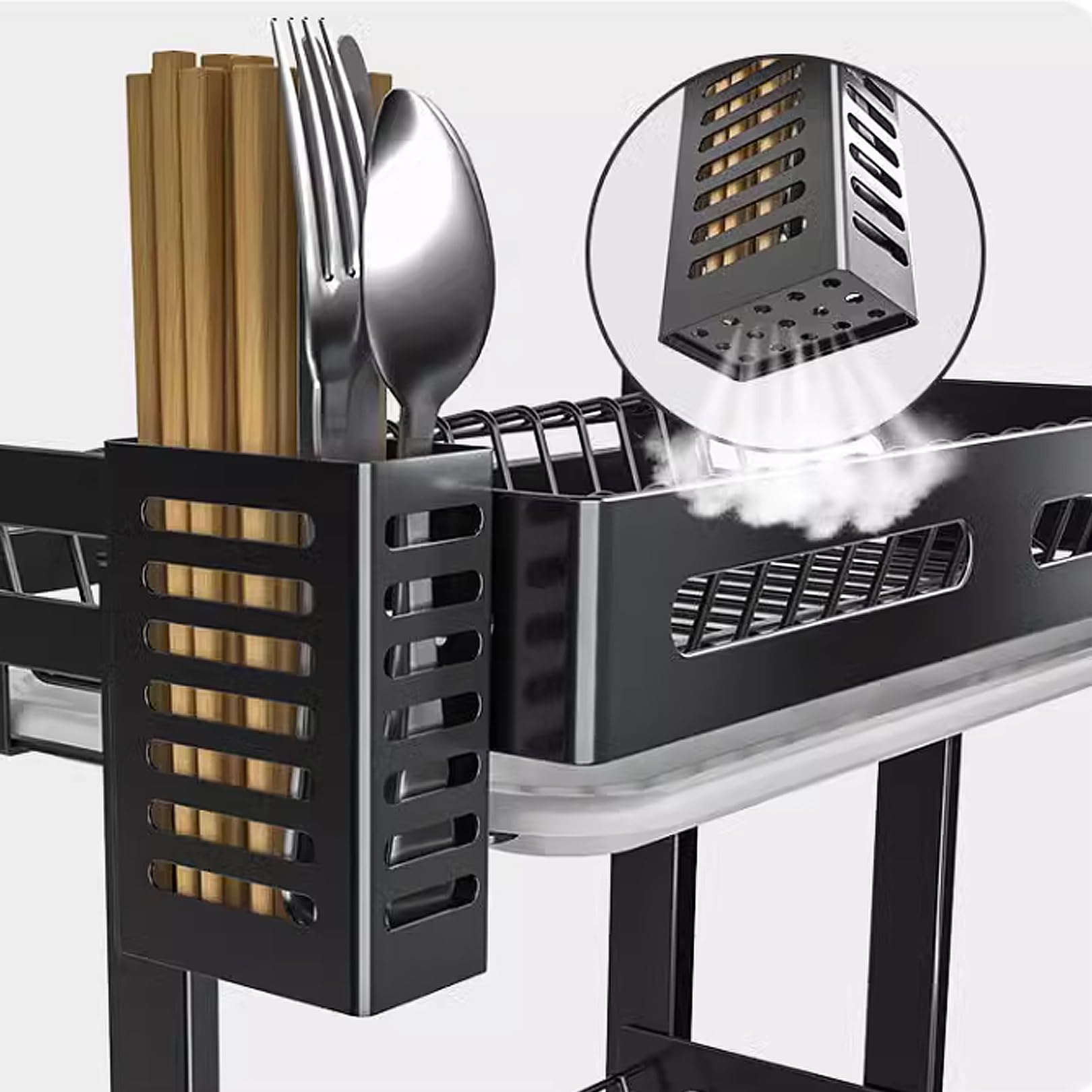 Escurreplatos de Pared, escurridor Grande para organizar la encimera de la Cocina, escurridor de Acero Inoxidable de 3 Niveles para sobre el Fregadero.