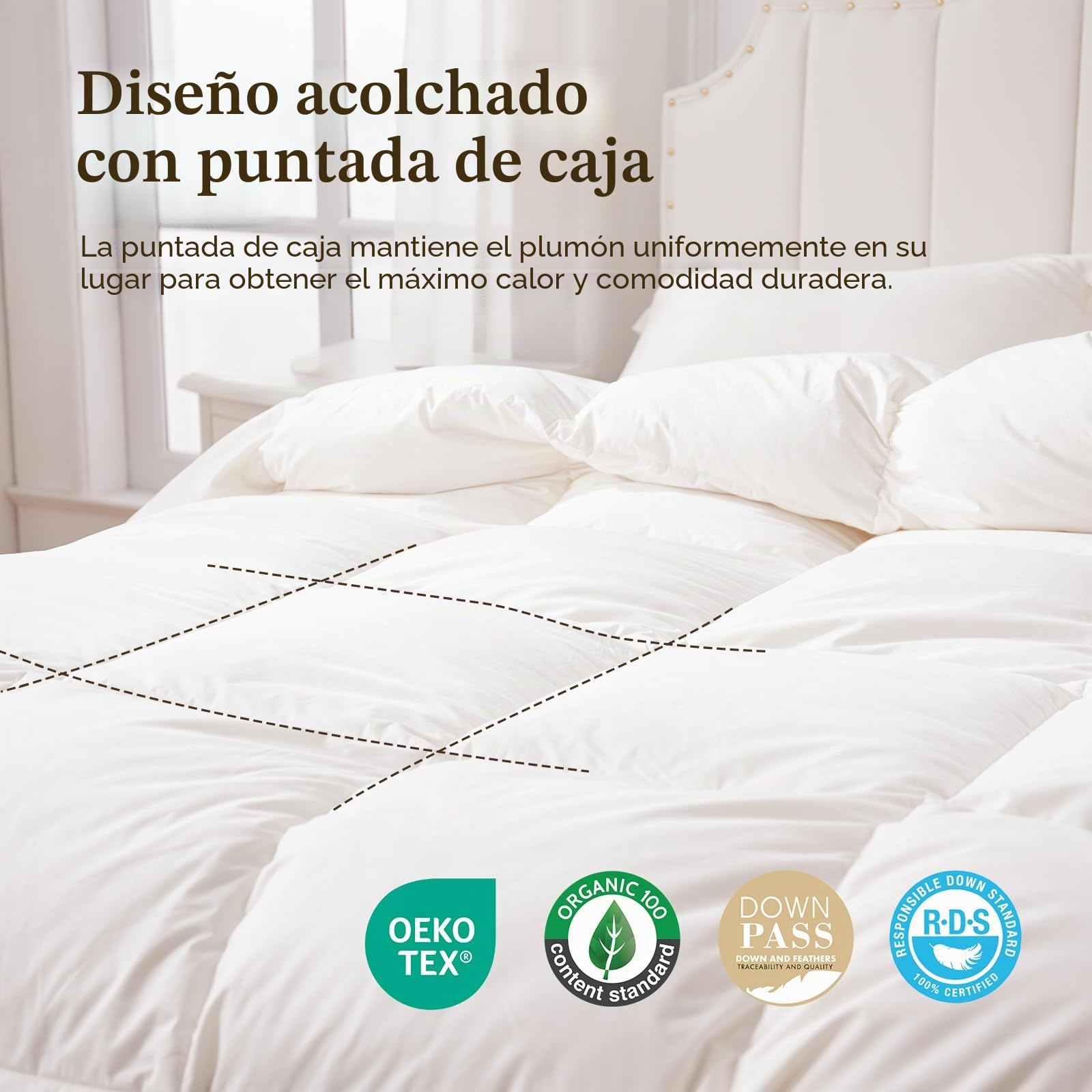 DWR Edredon Cama 80/90,Edredón de Plumas y Plumón 135x200 cm,Calor Medio para 4 Estaciones 300gr/㎡,100% Algodón,Suave, Transpirable,Certificado Oeko-Tex y RDS, Blanco