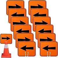 Vista 9 de Geetery 3 letreros de desviación naranja con flecha de tráfico, cono de carretera, direccional superior izquierda, derecha, flechas rectas