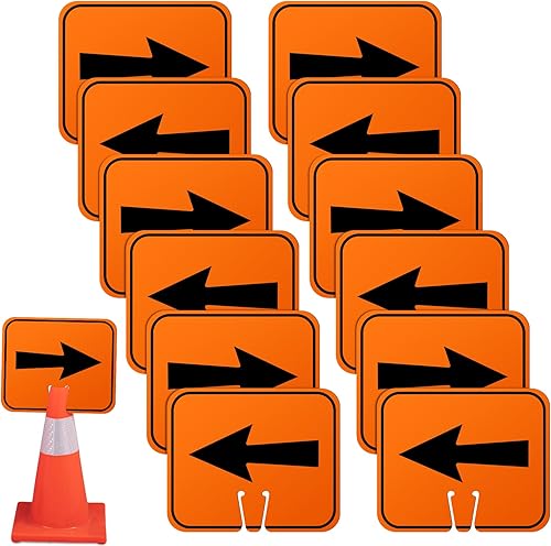 Geetery Señales de desvío de flecha de tráfico naranja cono de carretera direccional superior izquierda derecha flechas signo para construcción de