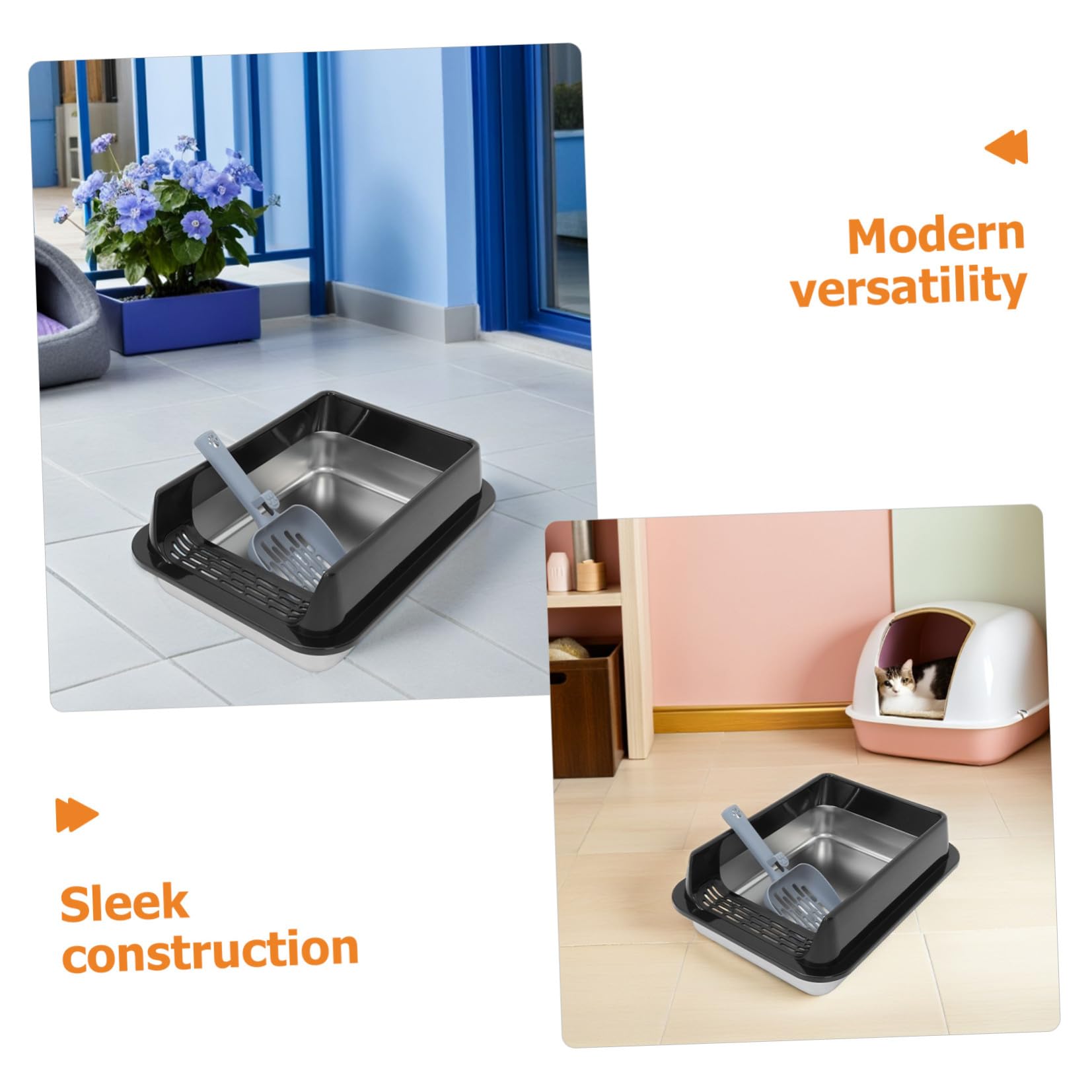 TOYANDONA Edelstahl Katzentoilette mit Deckel Große Katzentoilette für Wohnungskatzen und Senioren rutschfeste Katzenstreu Toilette Geruchsreduzierend Robust und Geräumig 40X30X20cm