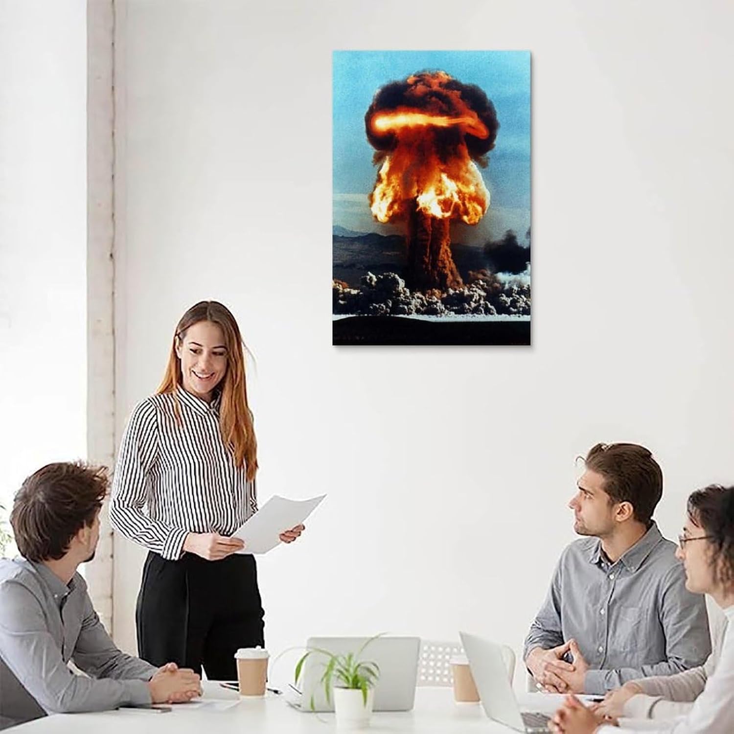 Retro Nuclear Atomic Bomb Explosion Scene Poster Canvas Wall Art Prints for Wall Decor Room Decor Bedroom Decor Gifts 24x36inch(60x90cm) Unframe-style image 5