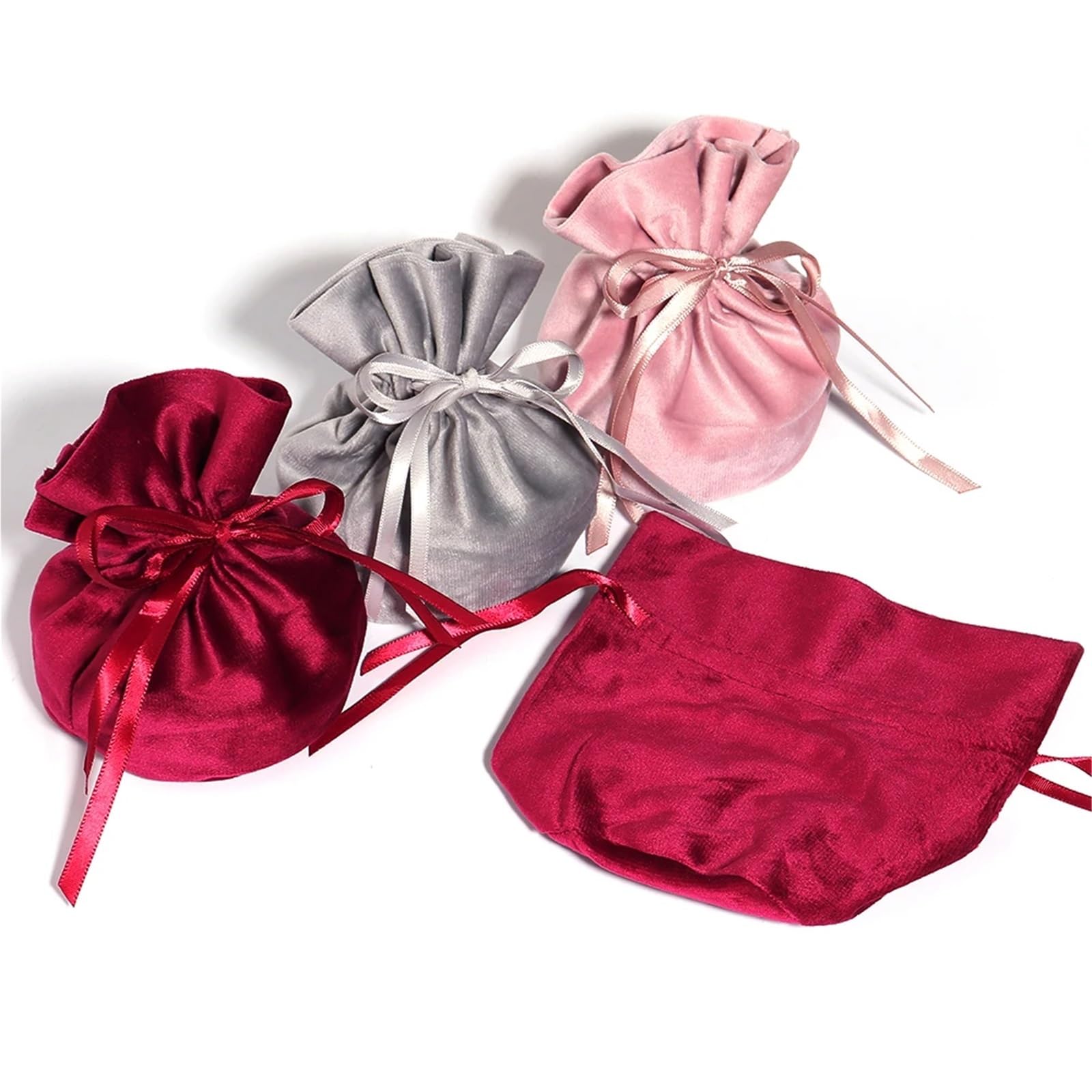 Schmuckbeutel 20 Stück rosa Samtbeutel mit Kordelzug, rote Aufbewahrungsbeutel for Hochzeit, Party, Geschenkverpackung, Schmuck, kleine Geschenke