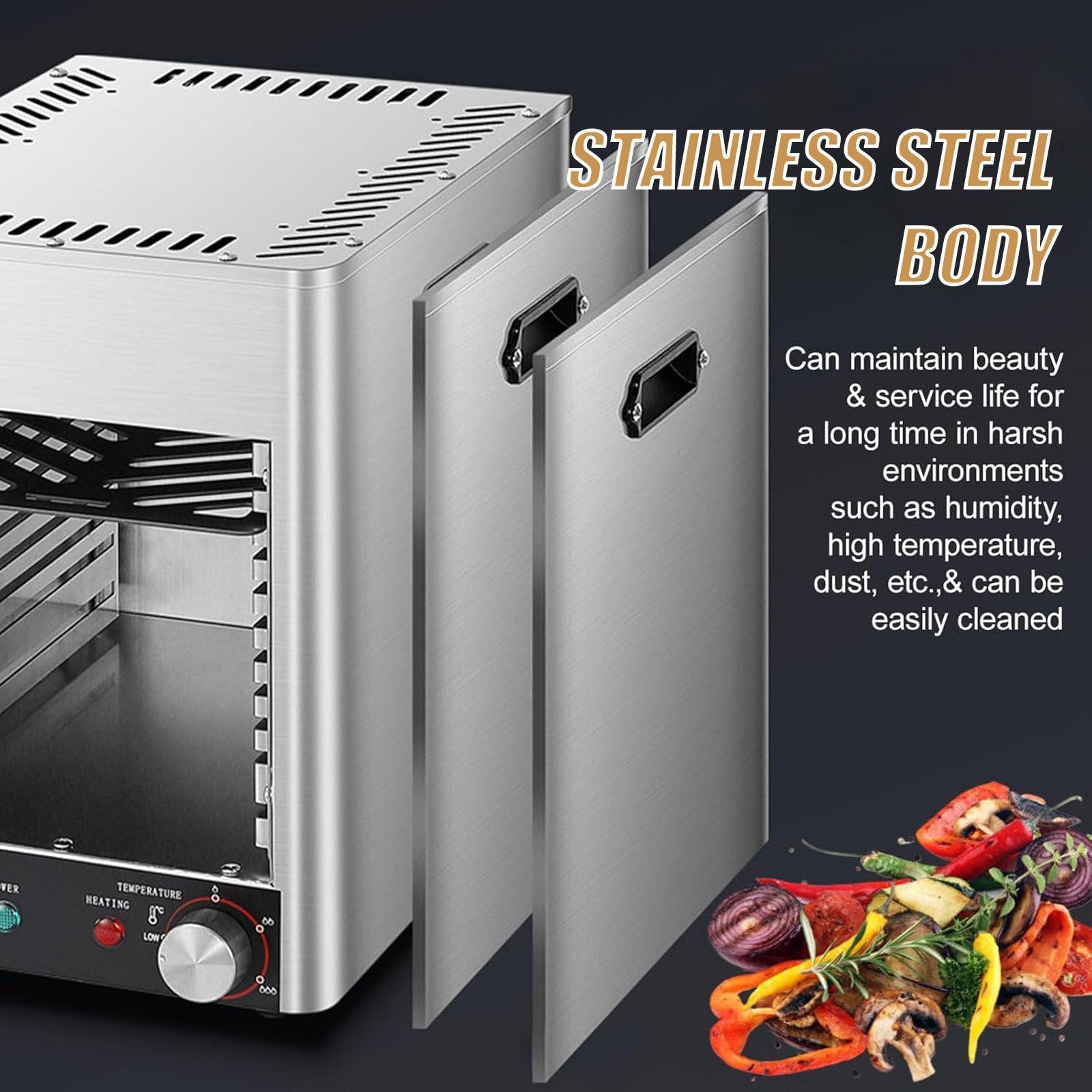 Parrilla eléctrica para carne, horno portátil de encimera, parrilla eléctrica sin humo, horno eléctrico comercial con temporizador de 10 minutos y ajuste de temperatura de 1,472.0 °F, horno 5