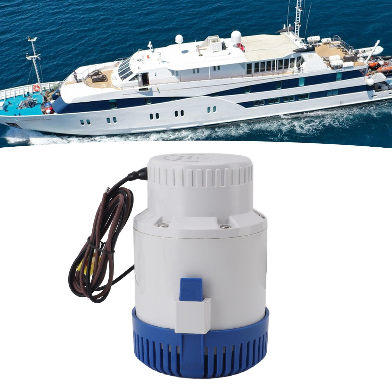 Duokon Pompa Zanurzeniowa, ABS 4000GPH Pompa Zęzowa Automatyczna Elektryczna Wodna 12 V z Podnośnikiem 8 M Wylot 52 Mm do łodzi RV Basen Wanna z Hydromasażem Staw Ogrodowy Opróżnianie Piwnicy (12V)