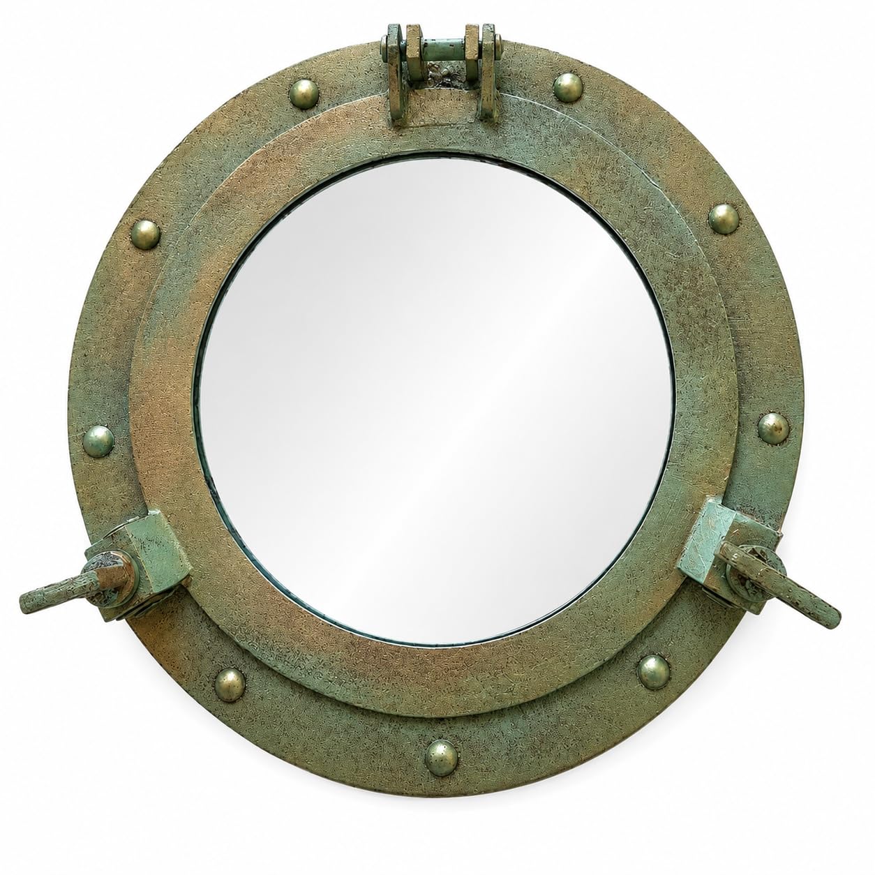 Miroir hublot nautique gris rustique de 30.5 cm en aluminium vintage