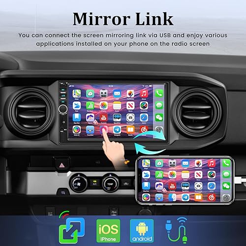 Miniatura 5 de Estéreo de auto CarPlay doble DIN de 7 pulgadas con Car Play y Android Auto, radio de pantalla táctil de 7 pulgadas con enlace
