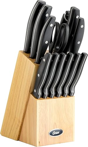 Miniatura 7 de Oster Granger - Juego de cubiertos de acero inoxidable (14 piezas) con bloque de madera