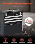 VEVOR Metal Tool Box, 20.5-inch, Portable Metal Tool Box with 3 Drawers, Small Tool Chest with EVA Liners, Ball Bearing Slide Drawers Locking & Powder Coated Finish, Multi-Function Tool Organizer