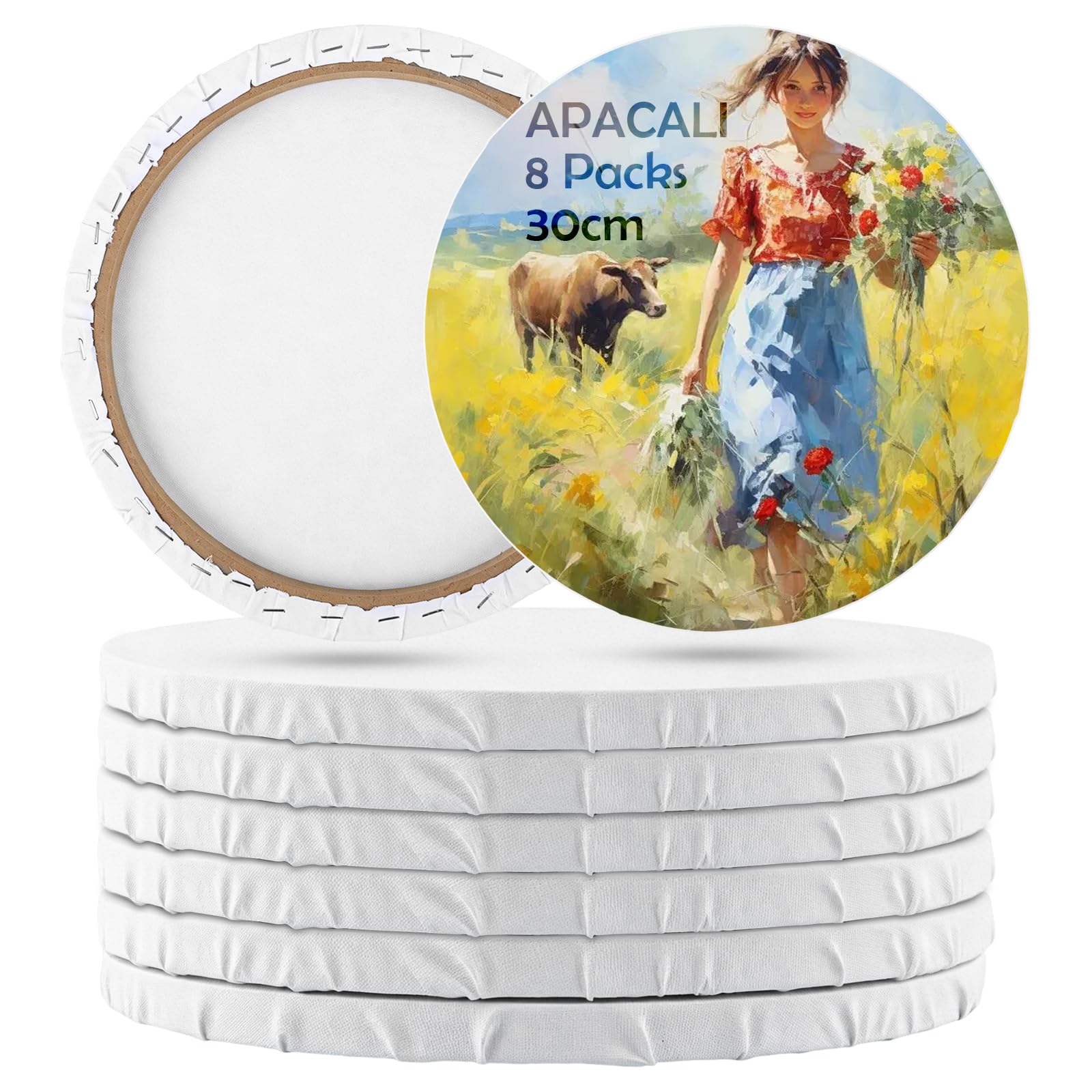 APACALI 8 sztuk okrągłych płócien, Ø 30 cm płótna do malowania